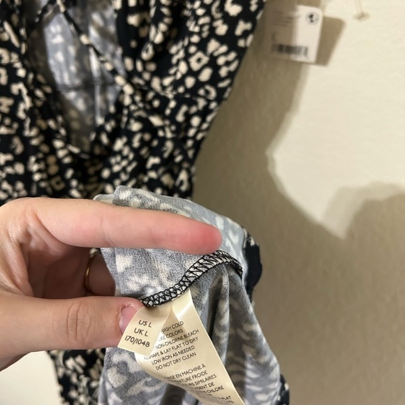 NWT Free People Marsaille Cut Out Mini Dress Black Combo Size Large Wrap Strings - Picture 11 of 11